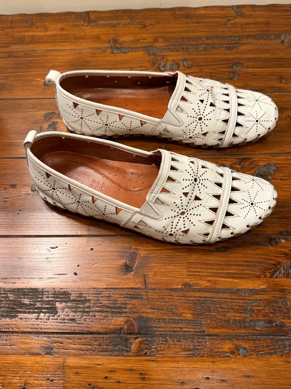 Spring Step White Laser-Cut Slip-On Loafers